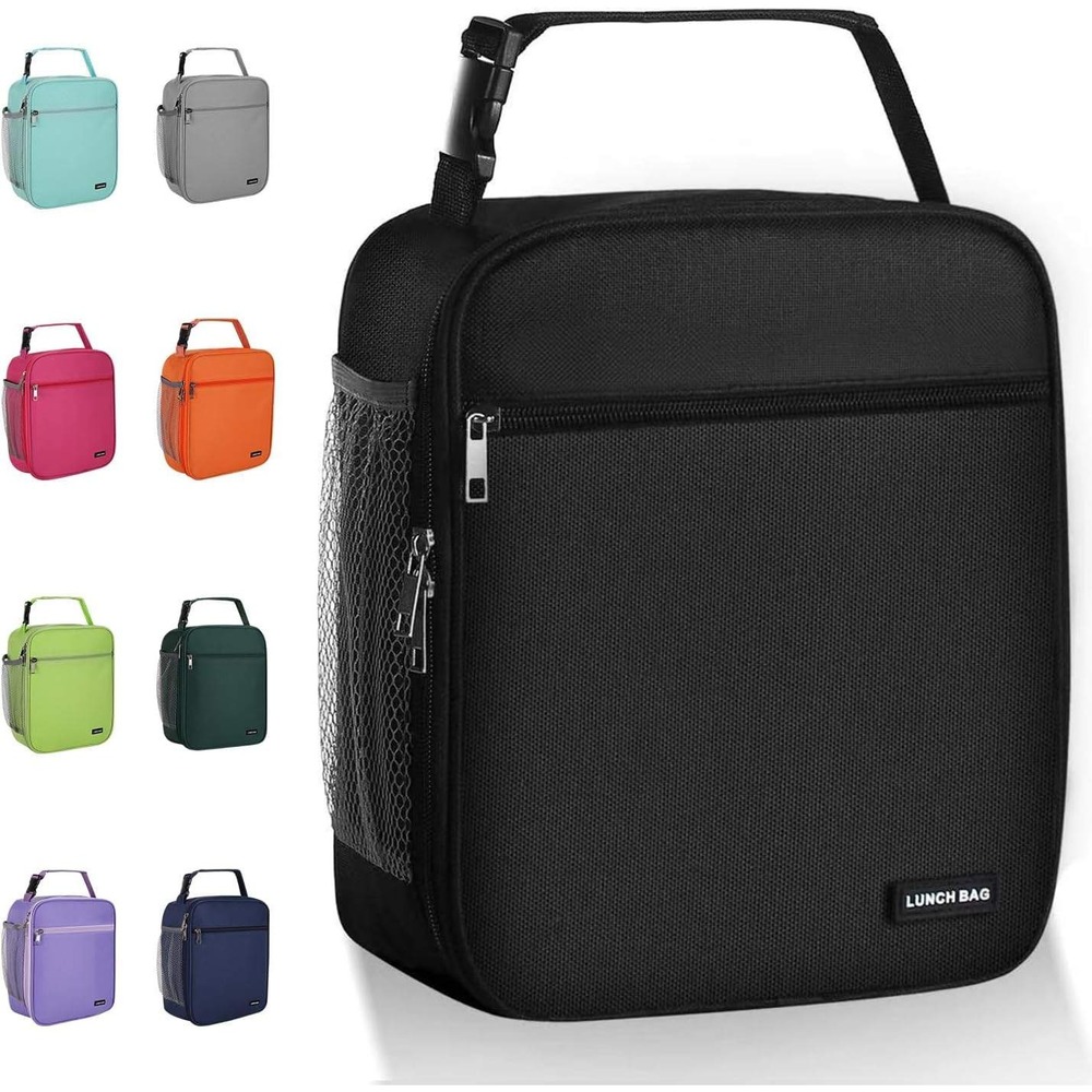 Insulated Lunch Bag Large Capacity Thermal Cooler Tote Black for Work Picnic